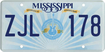 MS license plate ZJL178