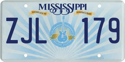 MS license plate ZJL179