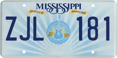 MS license plate ZJL181