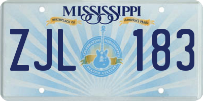 MS license plate ZJL183