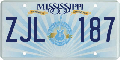 MS license plate ZJL187