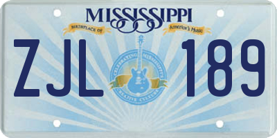 MS license plate ZJL189