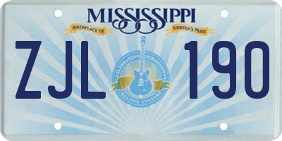 MS license plate ZJL190