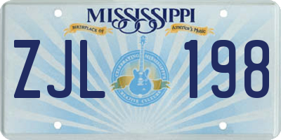 MS license plate ZJL198