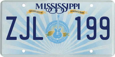 MS license plate ZJL199