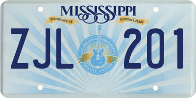 MS license plate ZJL201