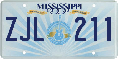MS license plate ZJL211