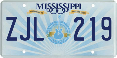 MS license plate ZJL219