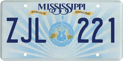 MS license plate ZJL221