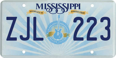 MS license plate ZJL223