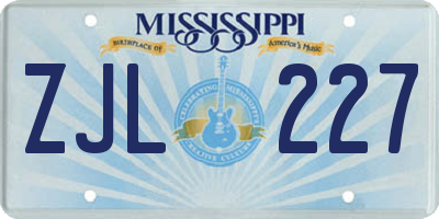 MS license plate ZJL227