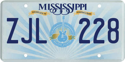 MS license plate ZJL228