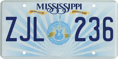 MS license plate ZJL236