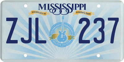 MS license plate ZJL237