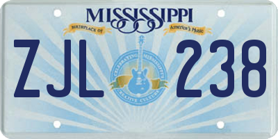 MS license plate ZJL238
