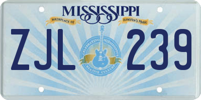 MS license plate ZJL239