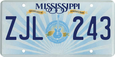 MS license plate ZJL243