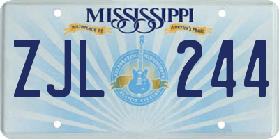 MS license plate ZJL244