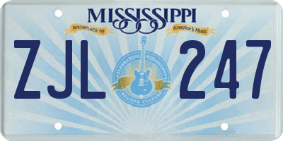 MS license plate ZJL247