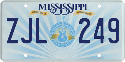 MS license plate ZJL249