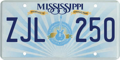 MS license plate ZJL250