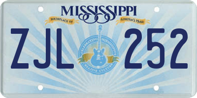 MS license plate ZJL252