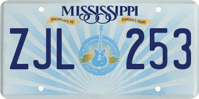 MS license plate ZJL253