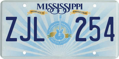 MS license plate ZJL254