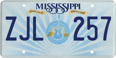 MS license plate ZJL257