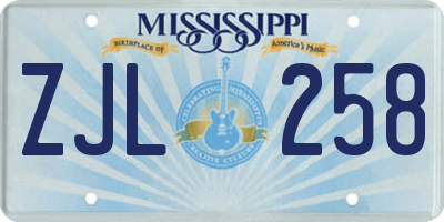 MS license plate ZJL258