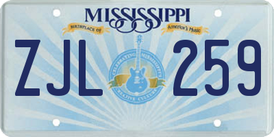 MS license plate ZJL259