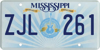 MS license plate ZJL261