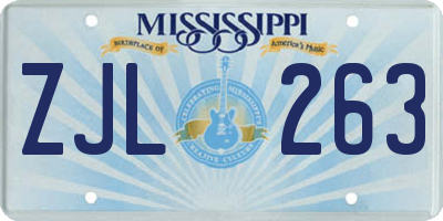MS license plate ZJL263