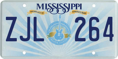 MS license plate ZJL264