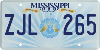 MS license plate ZJL265
