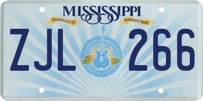MS license plate ZJL266