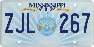 MS license plate ZJL267