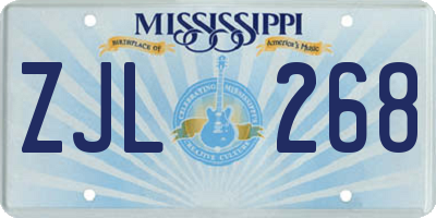 MS license plate ZJL268