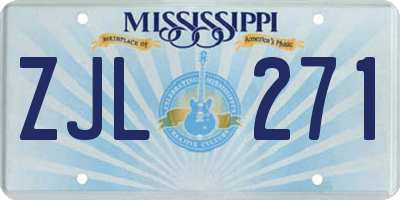 MS license plate ZJL271