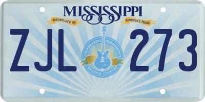 MS license plate ZJL273