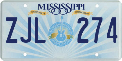 MS license plate ZJL274