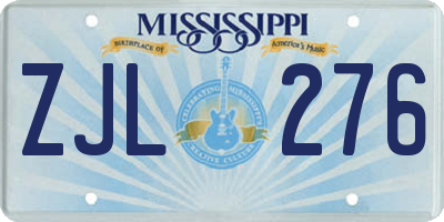 MS license plate ZJL276