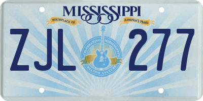 MS license plate ZJL277