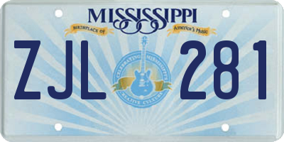 MS license plate ZJL281