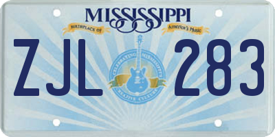 MS license plate ZJL283