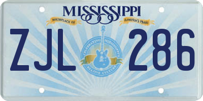 MS license plate ZJL286