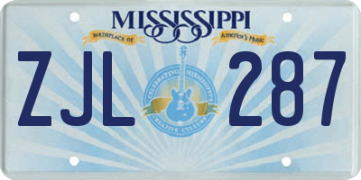 MS license plate ZJL287