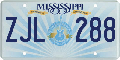 MS license plate ZJL288