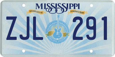 MS license plate ZJL291