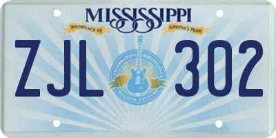 MS license plate ZJL302